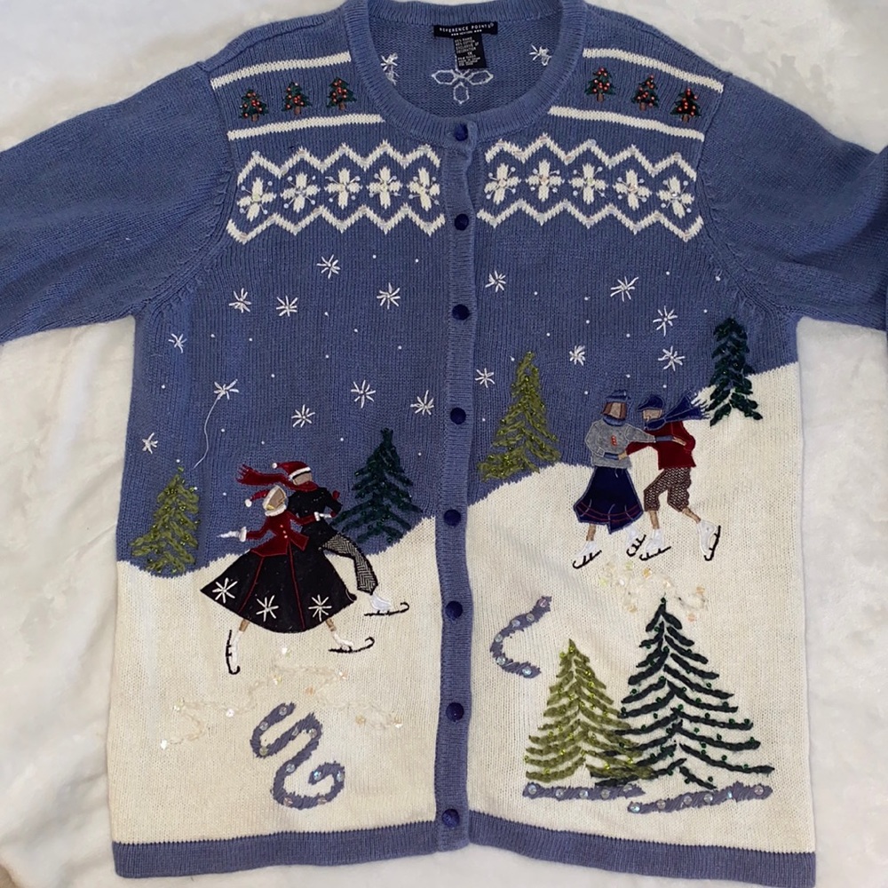 Reference Point ll New York Embroidered Button up Sweater, women’s size X1